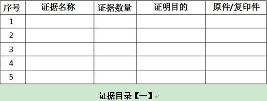 (目录范本)(提交证据目录范本)