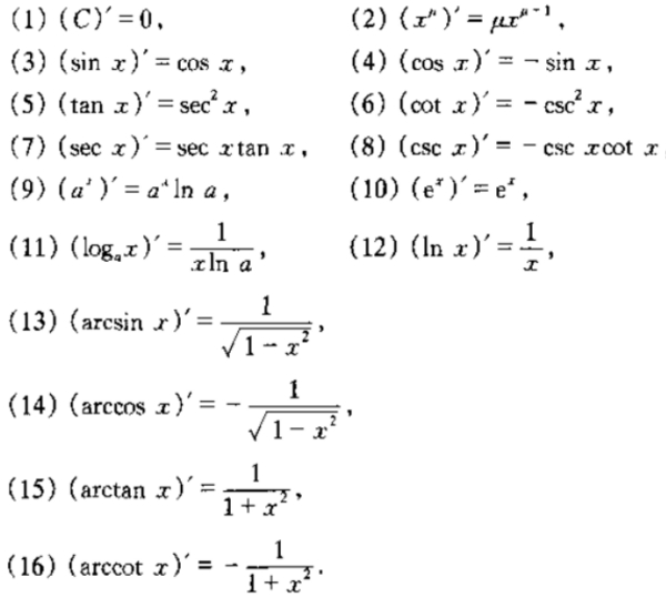 (导数基本公式)(导数基本公式练习题)